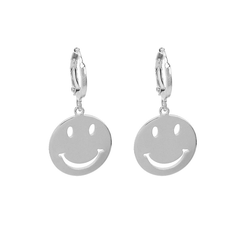 Simple Geometric Glossy Sequin Smiley Earrings