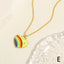 Simple Heart Shape Rainbow Enamel Zircon Pendant Necklace 18k Gold Plated