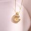 Vintage 18k Gold Plated Zircon Initial Pendant Necklace