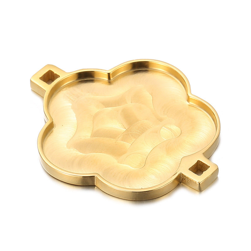 Stainless Steel Flower Pendant with Gemstone Plate Holder - Fashionable and Simple Jewelry Accessories