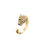 Geometric Gold Plated Copper Zircon Lion Head Ring