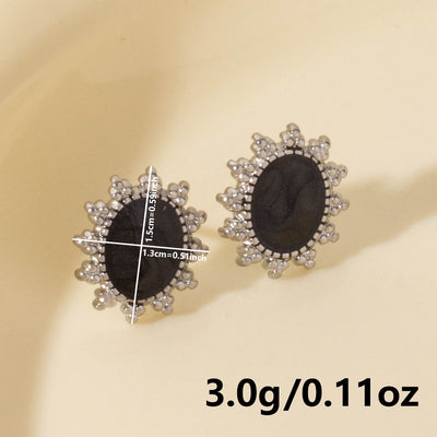 Elegant Sunflower 304 Stainless Steel Stud Earrings - Vintage Chic Design