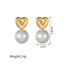 1 Pair Minimalist Heart Shape 18K Gold Plated Stainless Steel and Baroque Pearl Stud Earrings