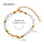 18K Stainless Steel Pearl Drop Retro Bracelet Set