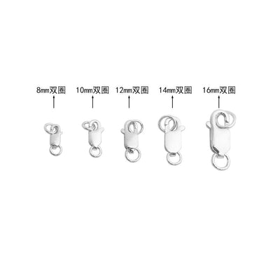 Sterling Silver S925 Square Spring Clasp for DIY Jewelry Necklace Bracelet Connector