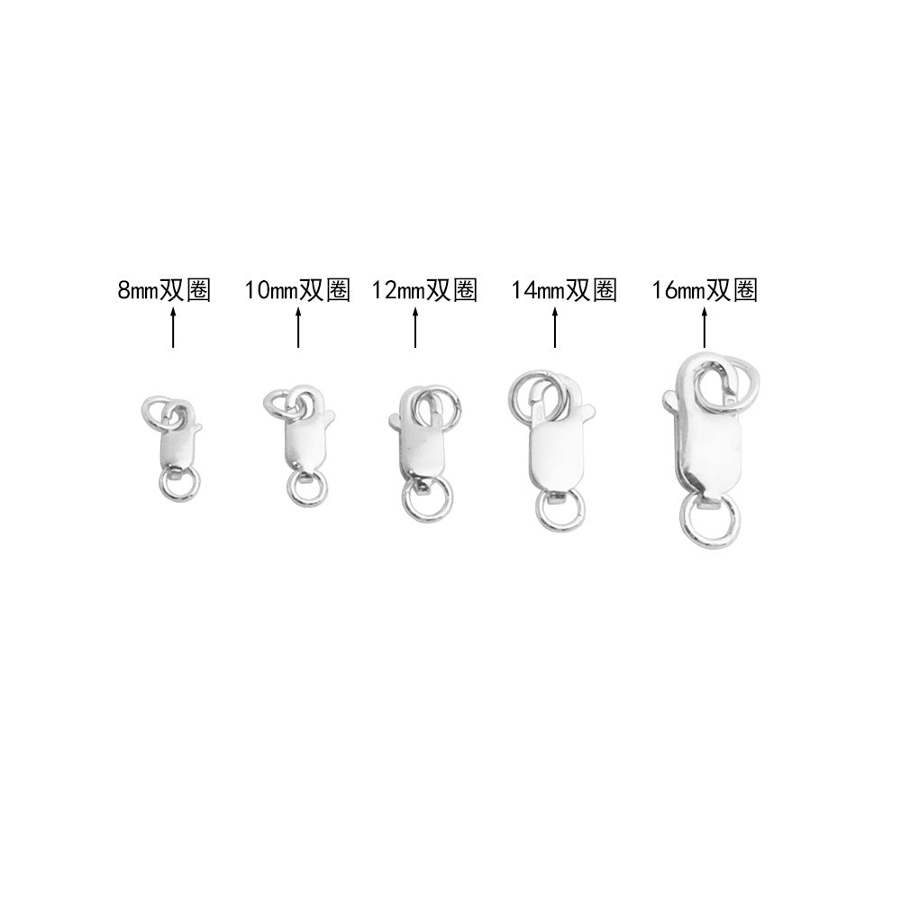 Sterling Silver S925 Square Spring Clasp for DIY Jewelry Necklace Bracelet Connector