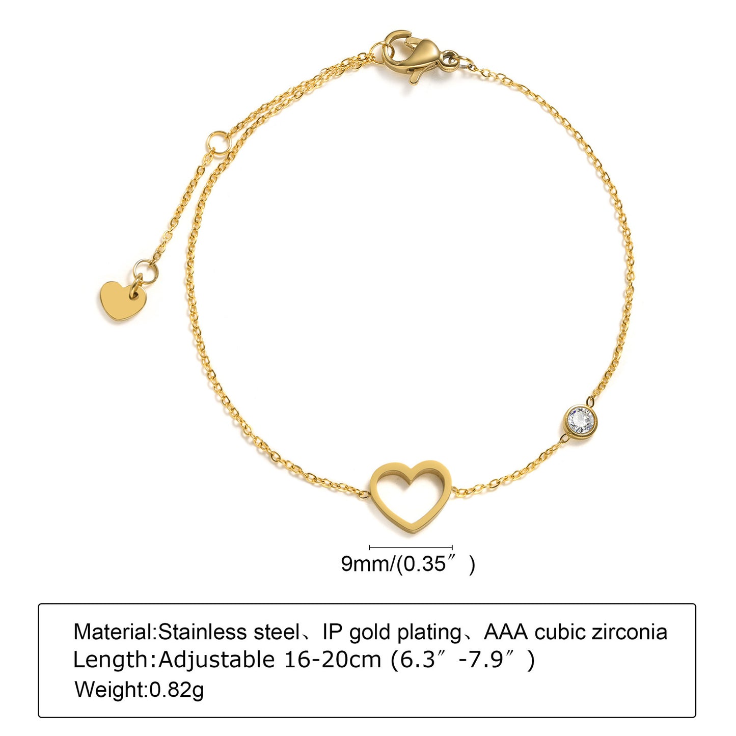 Minimalist Titanium Steel Bracelet with Rhinestones and Celestial Charms - 18K Gold Plated Women's Fashion Accessory