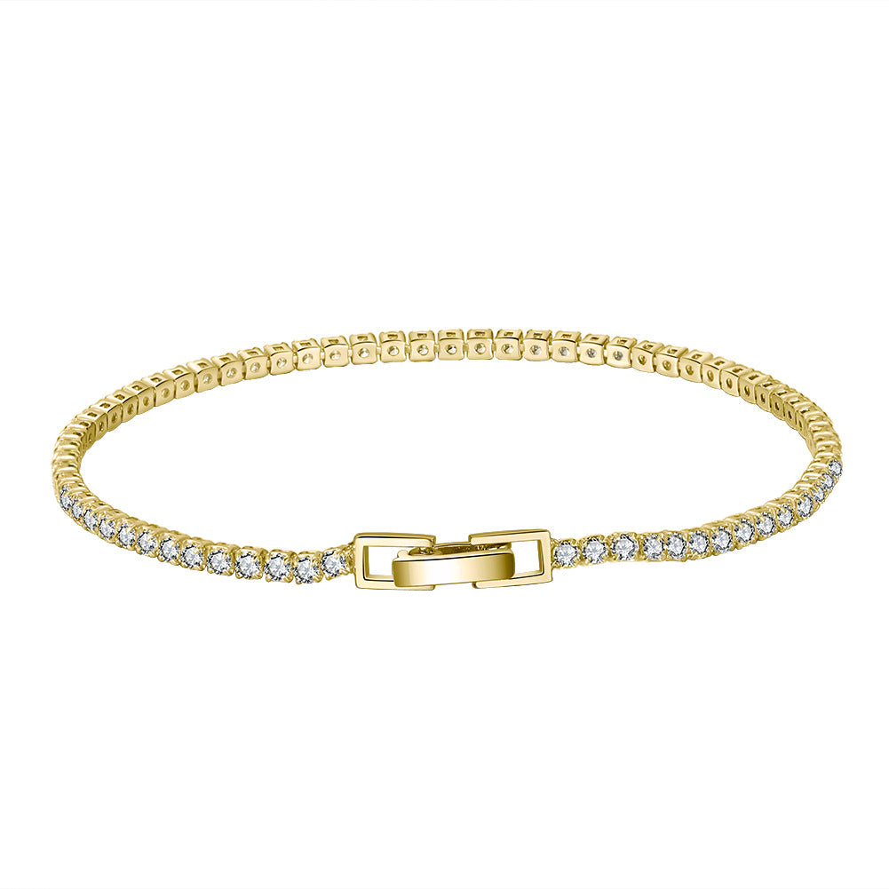 14k Gold Plated Sterling Silver Bracelet with Inlay Zircon