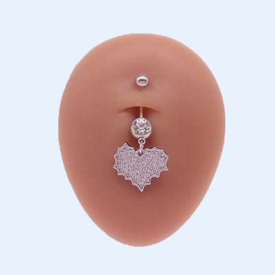 Cute Heart Shape Flower & Butterfly Zircon Belly Ring - Stainless Steel & Gold Plated