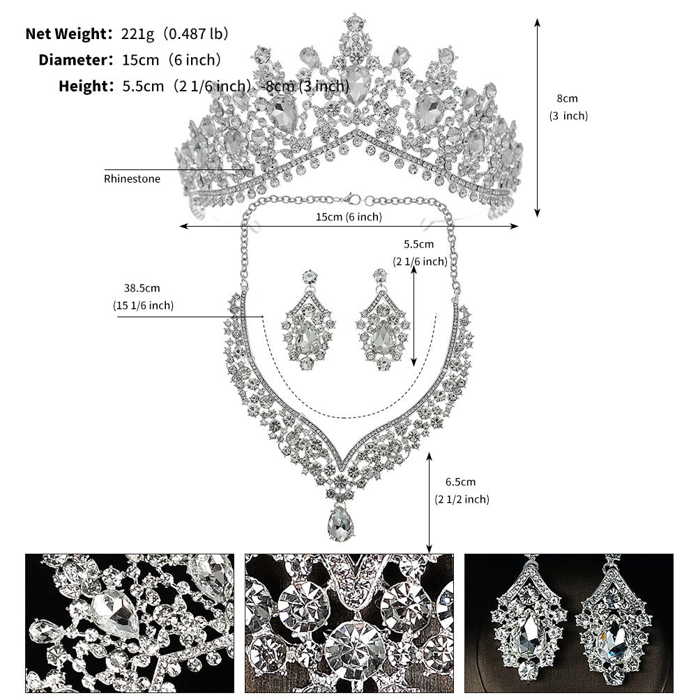 Retro Zircon Inlay Crown Set for Brides and Special Occasions