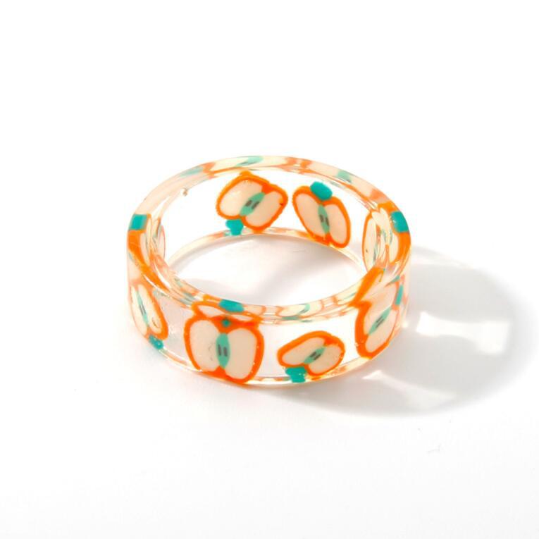 Simple Style Colorful Acrylic Fruit Resin Women's Ring