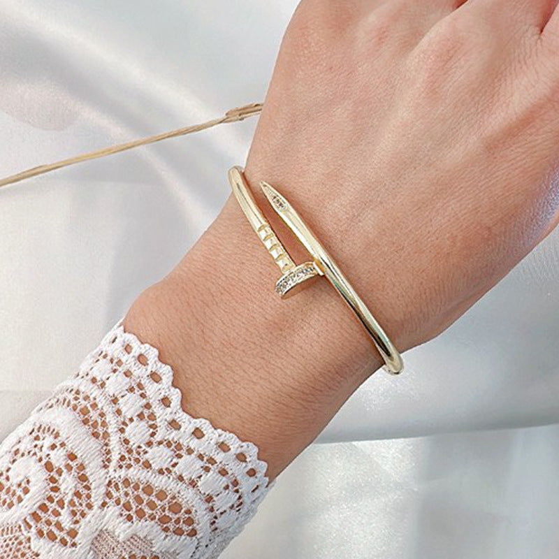 Fashion Adjustable Gold-Plated Copper Bangle Bracelet