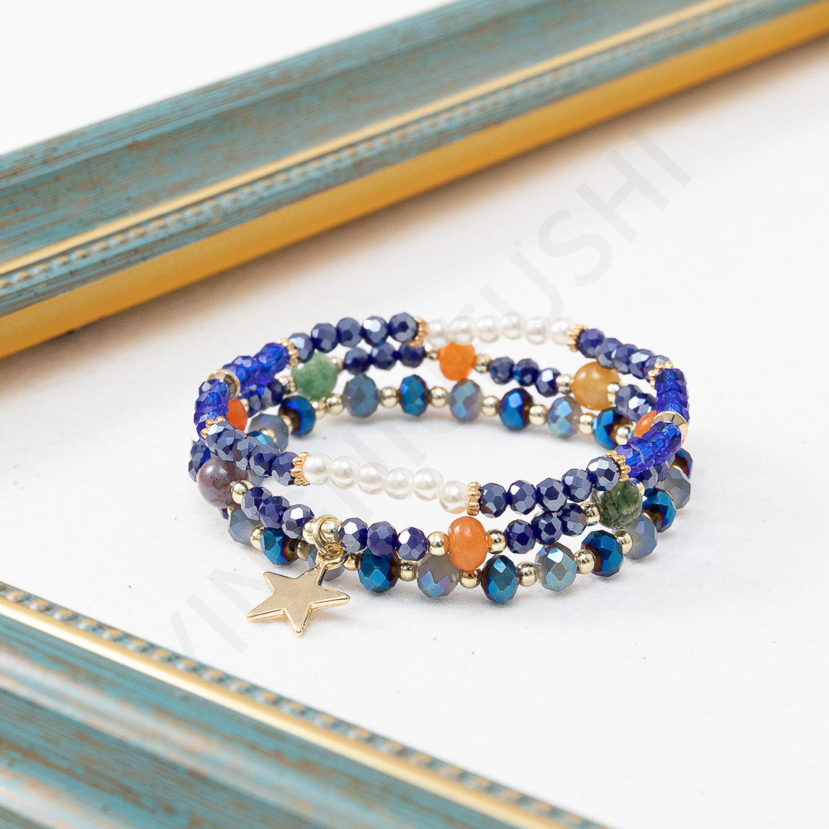 Casual Beach Style Crystal Beaded Layered Bracelet Set