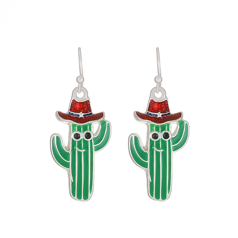 Fashion Christmas Tree Alloy Enamel Inlay Artificial Gemstones Women'S Drop Earrings 1 Pair