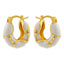 1 Pair Vintage U-Shape Enamel Inlay Zircon 18K Gold Plated Earrings