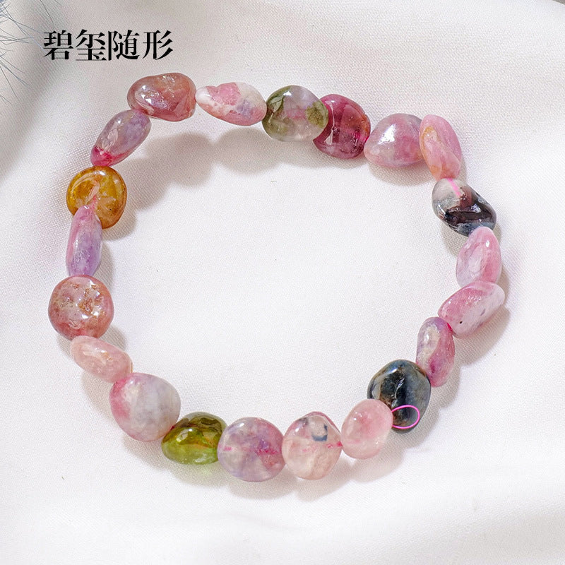 Simple Round Natural Stone Crystal Beaded Bracelet for Women