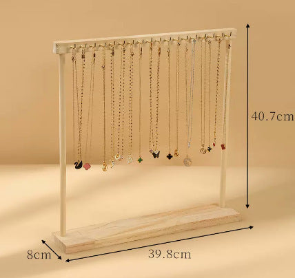 Solid Wood Geometric Jewelry Display Rack