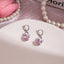 Simple Star Heart Bow Knot Zircon Drop Earrings with Pink Rabbit Dolphin Cat Studs