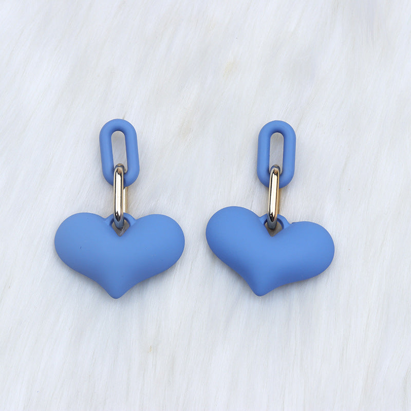 1 Pair Ig Style Heart Shape Spray Paint Arylic Drop Earrings