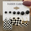 Fashion C Shape Heart & Leopard Print Pearl Alloy Earrings Set