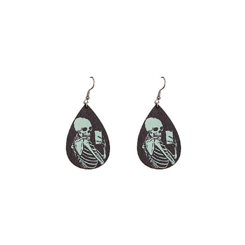 1 Pair Punk Butterfly Skull Enamel Alloy Drop Earrings