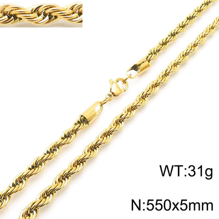 Retro Geometric Titanium Steel Plated Rope Chain Necklace