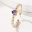 Simple Heart Shape Zircon Open Ring in 18k Gold Plated Copper