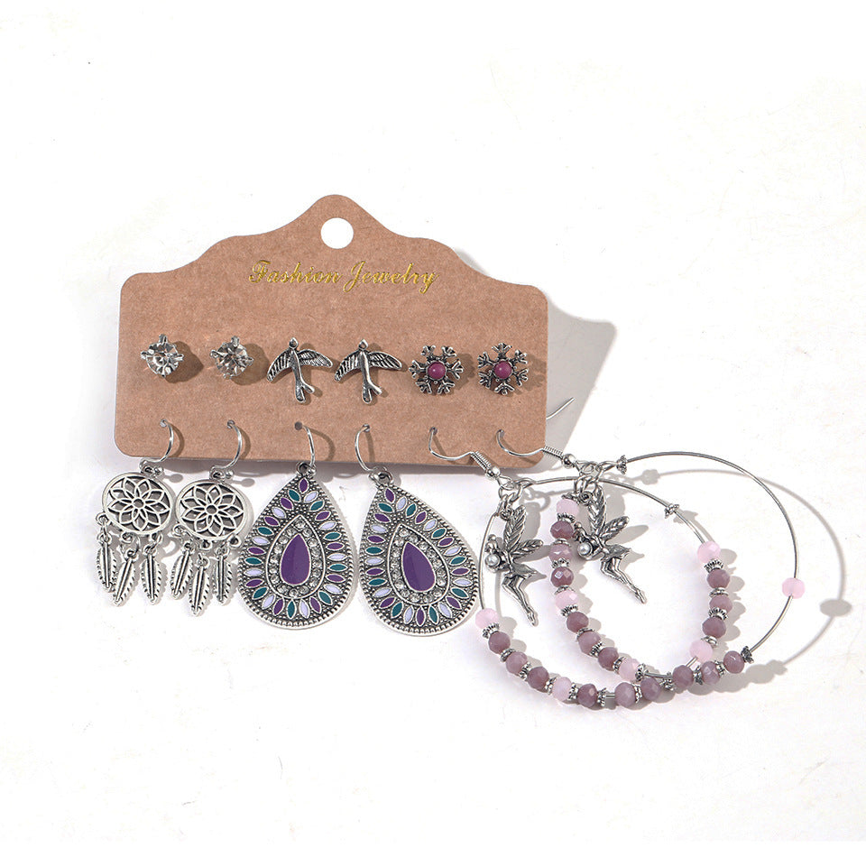 Wholesale Bohemian Hollow Tassel 6-piece Earring Set