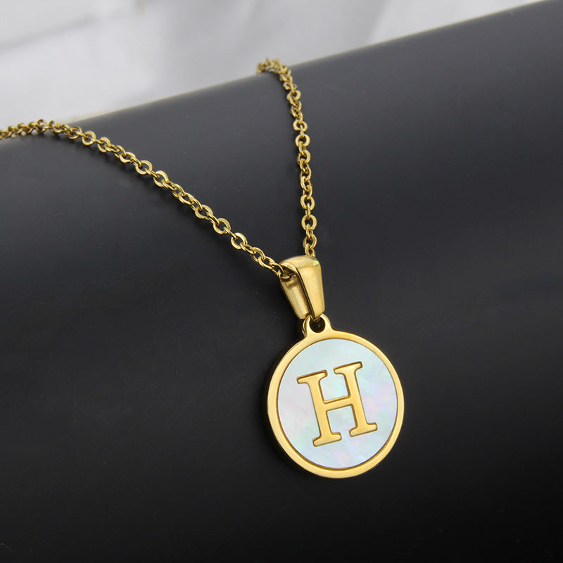 Simple Style Round Letter Titanium Steel Necklace Plating Stainless Steel Necklaces