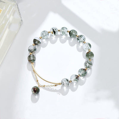 Elegant Sakura Green Phantom Crystal Beaded Women's Bracelet Gift