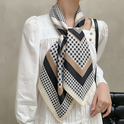 Women's Vintage Style Square Twill Silk Scarf