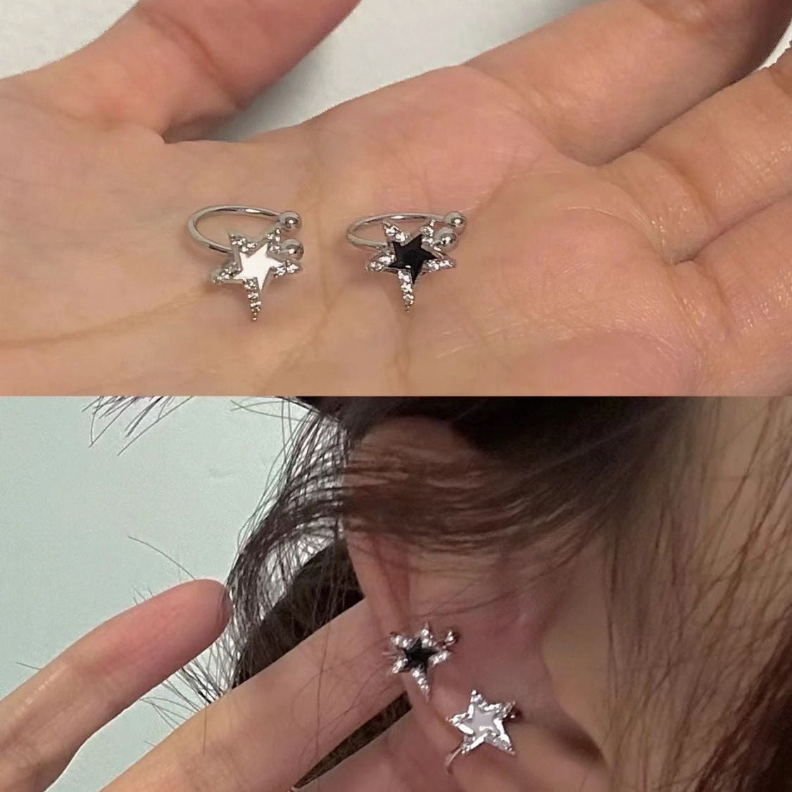 1 Piece 1 Set IG Style Sweet U Shape Star Heart Shape Chain Inlay Alloy Zircon Ear Cuffs