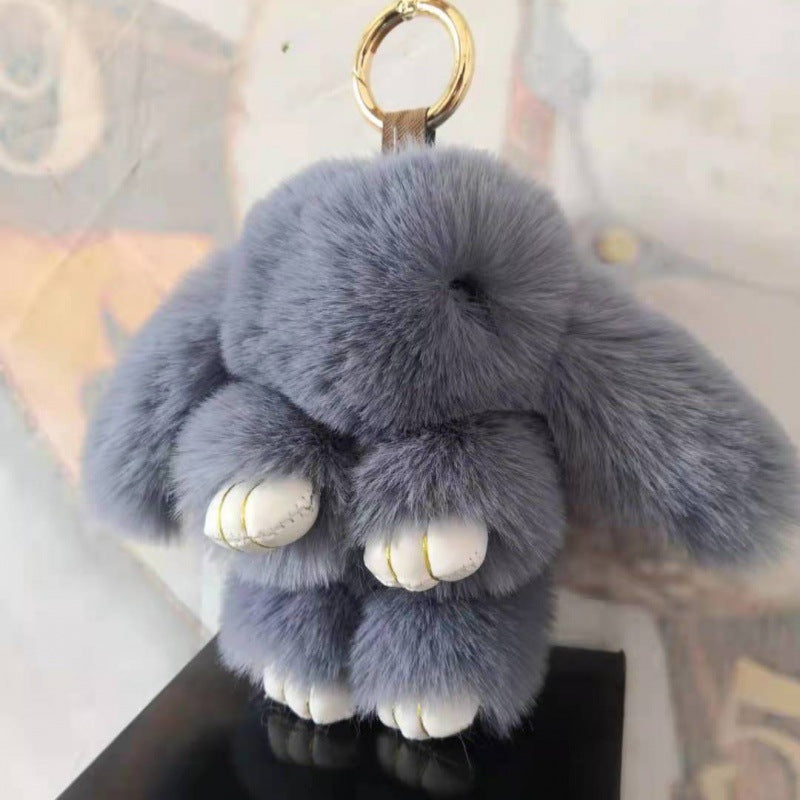 Plush Rabbit Faux Fur Bag and Car Charm Keychain