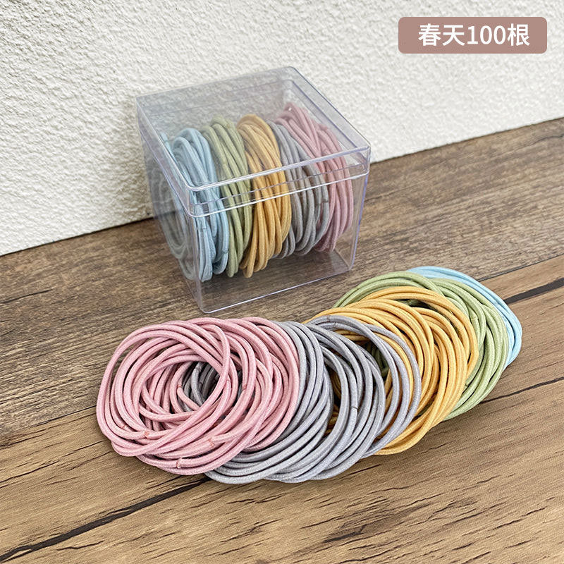 Women's Solid Color Nylon Hair Ties - Box of 50 Durable Elastic Hair Bands