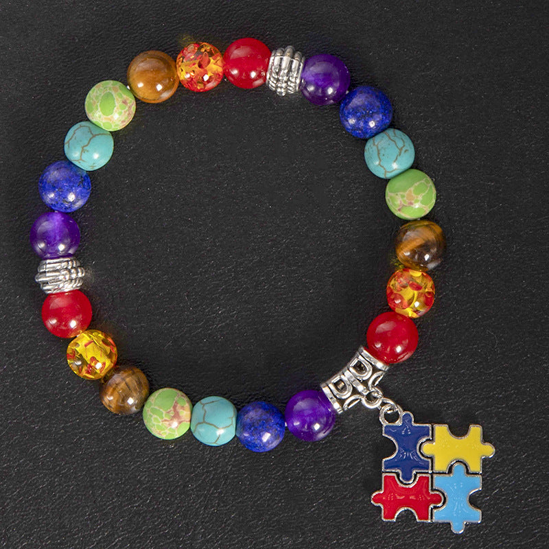 Simple Style Natural Stone Multicolor Puzzle Heart Bracelets Wholesale