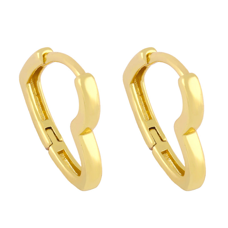 Korean Minimalist Geometric Love Hoop Earrings Gold Plated Vintage Style