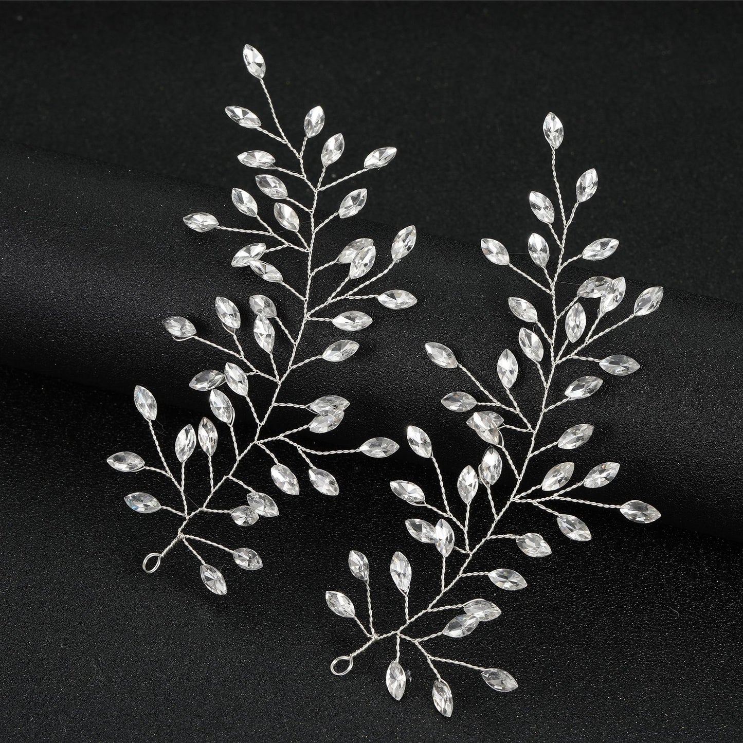 Fashion Diamond Leaf Hairpin Set - Full Drill Hair Accessories (2 Pieces)