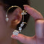 Simple Butterfly Zircon Asymmetric Tassel Clip-On Earrings