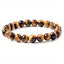 Retro Geometric Tiger Eye and Obsidian Beaded Bracelet for Men