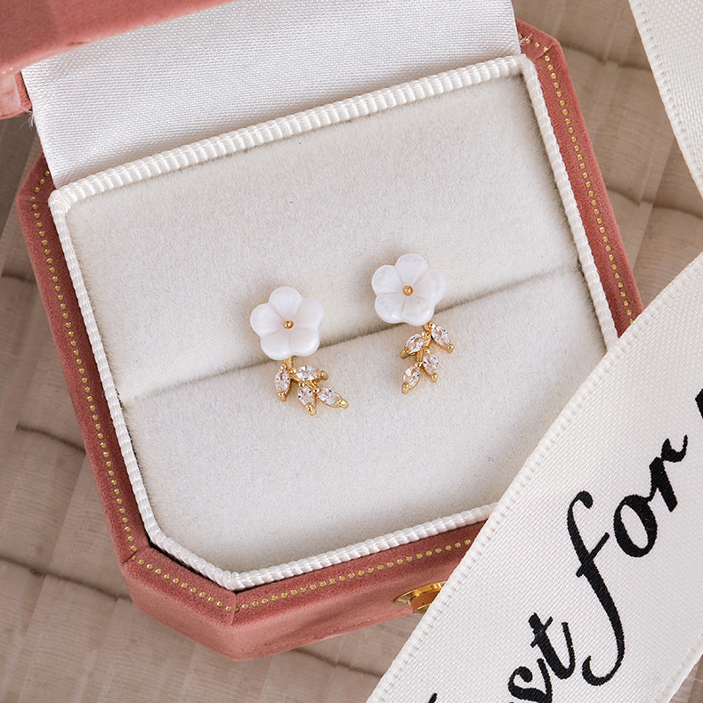 1 Pair Fashion Flower Inlay Copper Zircon Ear Studs