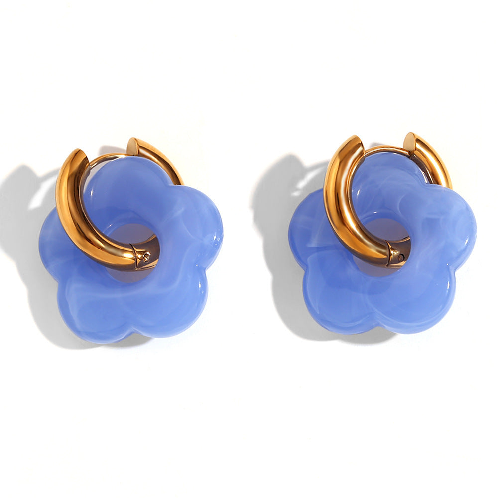 1 Pair Basic Sweet Classic Style Flower Plating 304 Stainless Steel Arylic 18K Gold Plated Drop Earrings