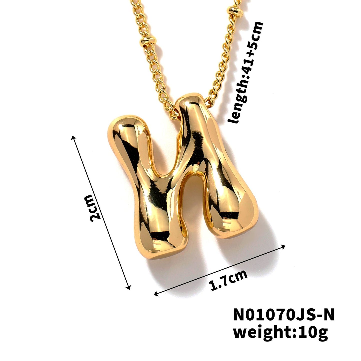 304 Stainless Steel Gold Plated Alphabet Pendant Necklace