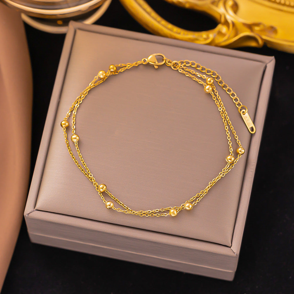 Casual Minimalist 18K Gold Plated Stainless Steel Women's Anklet