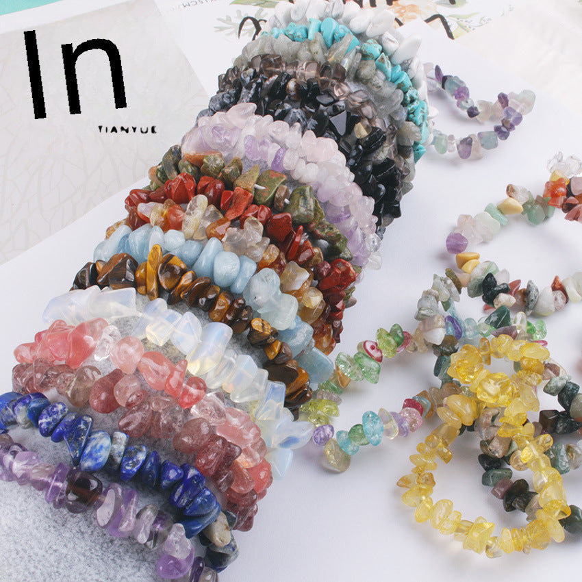 Fashion Irregular Natural Stone Beaded Bracelet with Colorful Crystal Chips