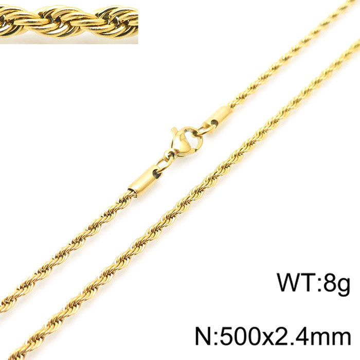 Retro Geometric Titanium Steel Plated Rope Chain Necklace