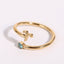 Simple Constellation Symbol Gold Plated Zircon Open Ring Set