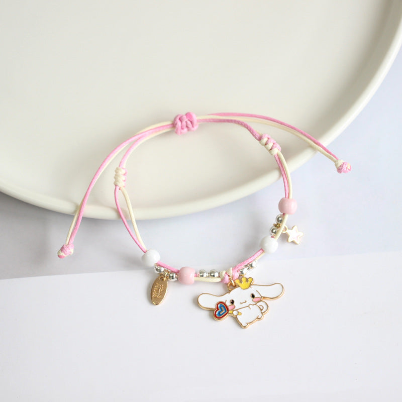 Fashion Animal Alloy Beaded Enamel Rabbit Bracelet for Women and Couples