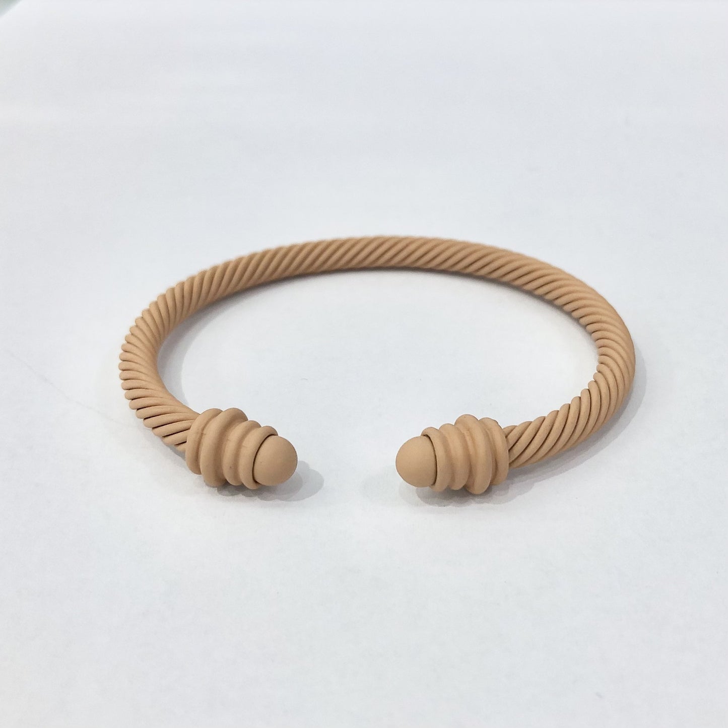 Simple Spiral Stripe Matte Color Open Cuff Bracelet for Women