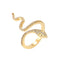 Fashion Snake Gold Plated Zircon Open Ring for Women