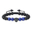 Geometric Lapis Lazuli and Zircon Leopard Head Adjustable Men's Bracelet